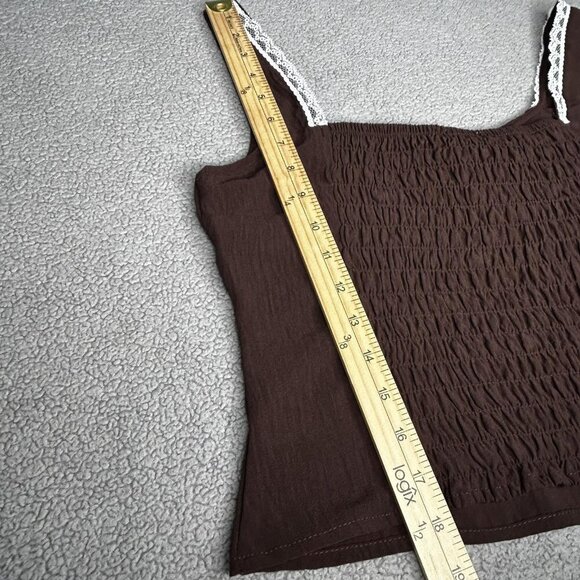 Sienna Sky Tank Top Womens L Brown Babydoll Coquette Milkmaid Lace Trim Grunge - Picture 7 of 7